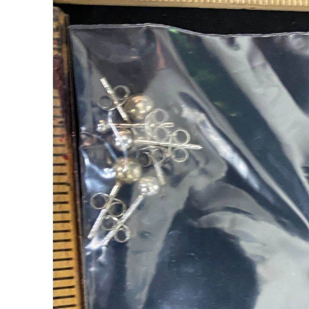Lot of Small Silver Ball Stud Earrings with Butterfly‎ Backs for Jewelry Making